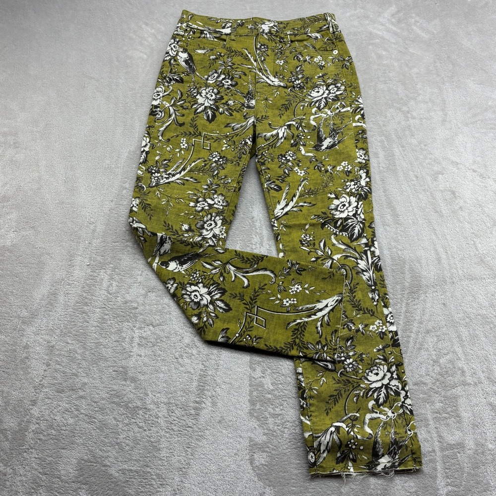 Anthropologie Pilcro HR Cigarette Jean Women 27 Green Whimsical Boho Shabby Chic